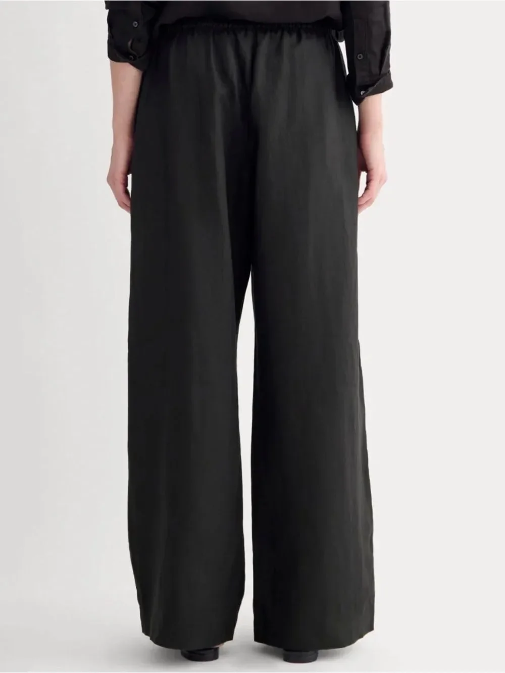 New Everlane THE DRAWSTRING PANT IN LINEN Black Size XXS